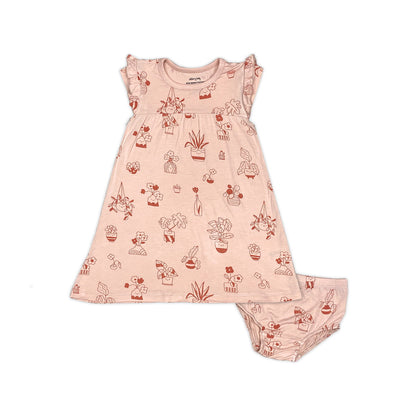 Robe à doubles manches volantées et bloomer en rayonne de bambou — Plantastic