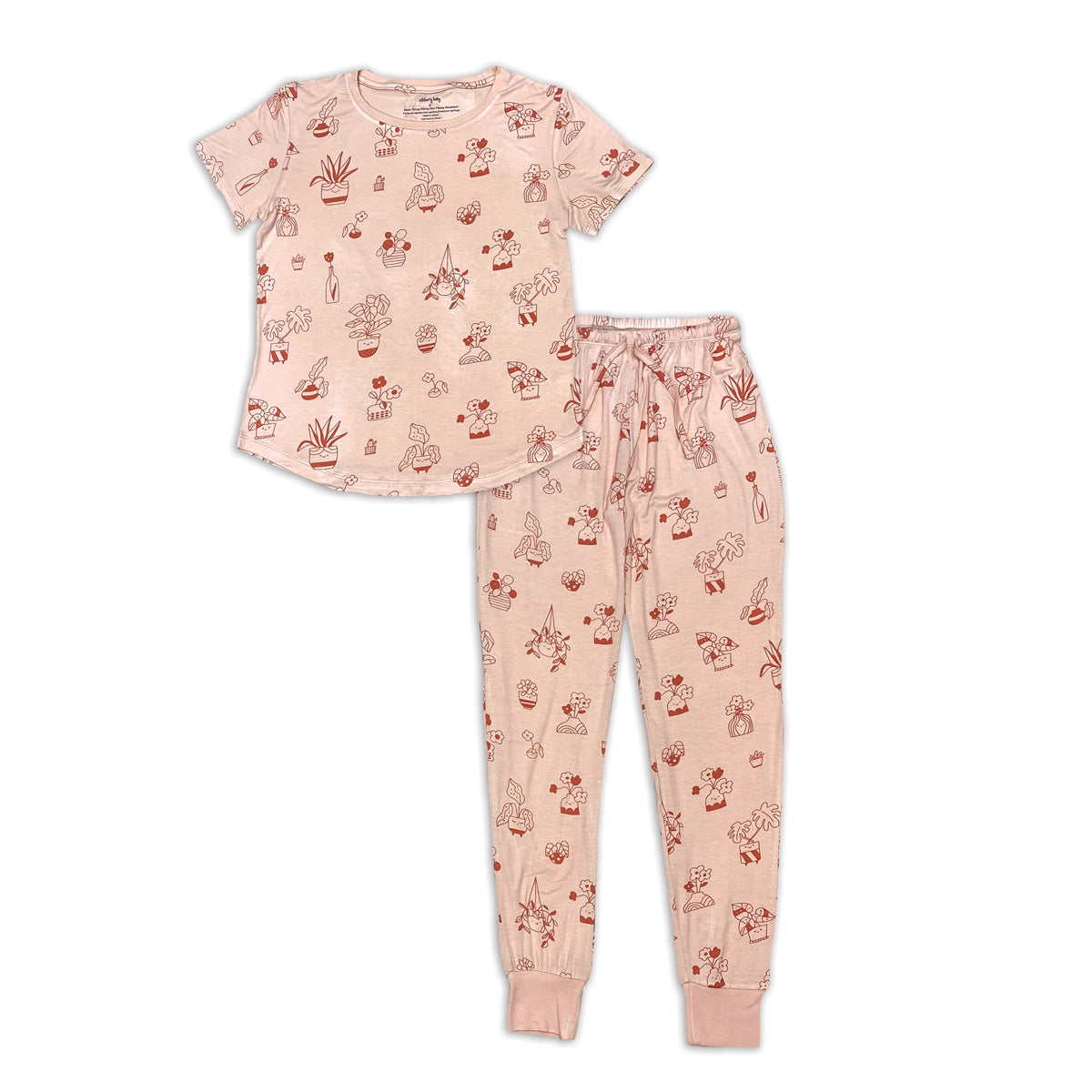 Women's Bamboo Short Sleeve Pajama Set (Plantastic Print)