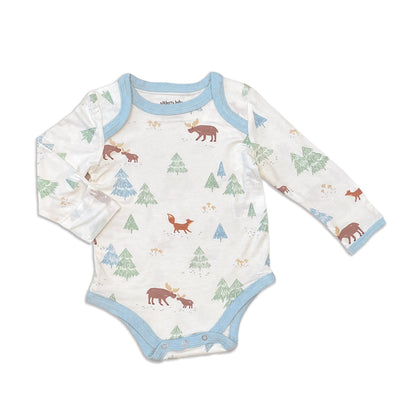 Rayon from Bamboo Long Sleeve Onesie (Moose Woods Print)