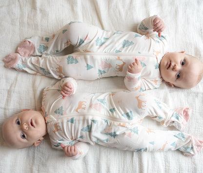 Rayon from Bamboo Footies with Two Way Zipper (Deer Forest Print)