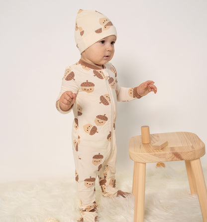 Rayon from Bamboo Footies with Two Way Zipper (Acorn Pals Print)