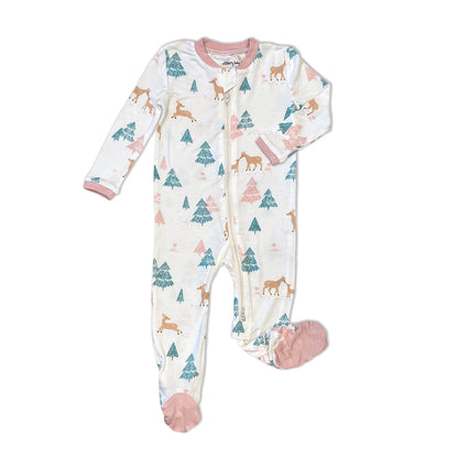 Rayon from Bamboo Footies with Two Way Zipper (Deer Forest Print)