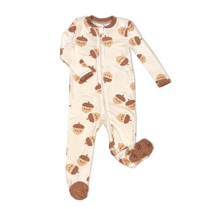 Rayon from Bamboo Footies with Two Way Zipper (Acorn Pals Print)