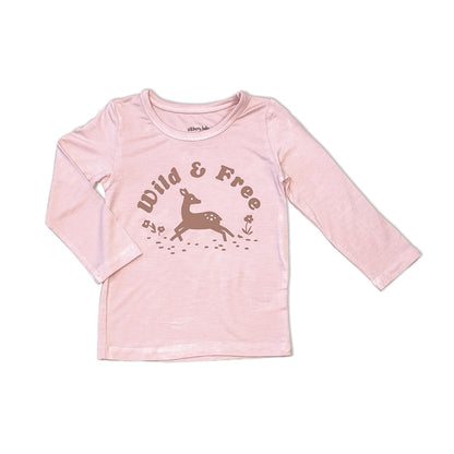 T-shirt imprimé à manches longues en rayonne de bambou — Teatime Pink