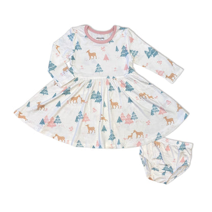 Robe évasée à manches longues et bloomer en jersey de rayonne de bambou — Deer Forest