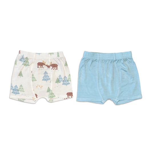 Bamboo Underwear Shorts 2 Pack(Moose Woods Print/Sky)