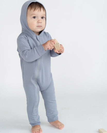Bamboo Fleece Hooded Romper with 2 Way Zipper (Windy)