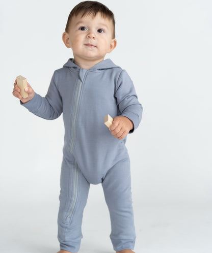 Bamboo Fleece Hooded Romper with 2 Way Zipper (Windy)
