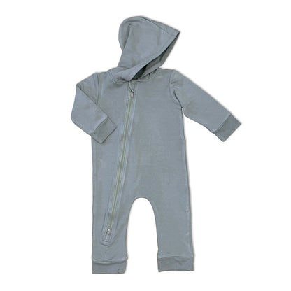 Bamboo Fleece Hooded Romper with 2 Way Zipper (Windy)