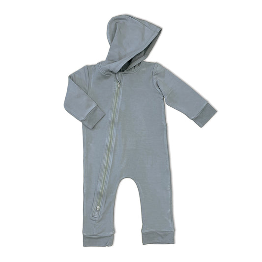 Bamboo Fleece Hooded Romper with 2 Way Zipper (Windy)