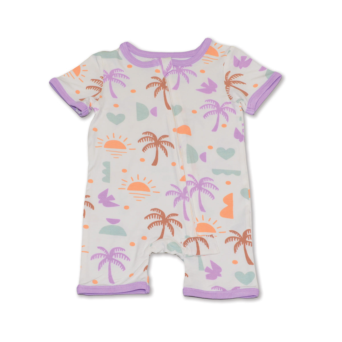 Bamboo Short Sleeve Zippy Romper (Boho Surf Print)