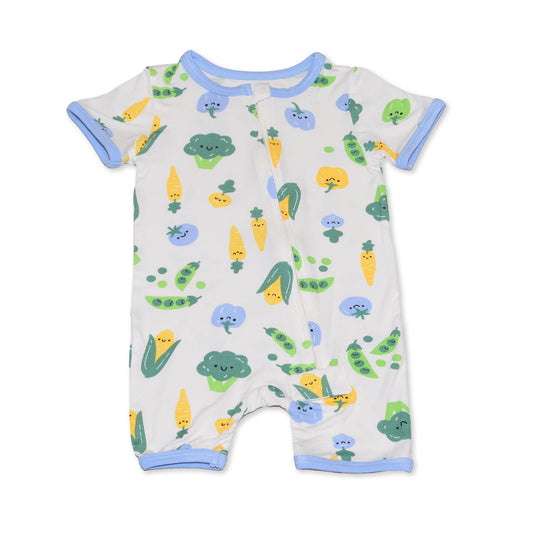 Bamboo Short Sleeve Zippy Romper (Farmers Market Print)