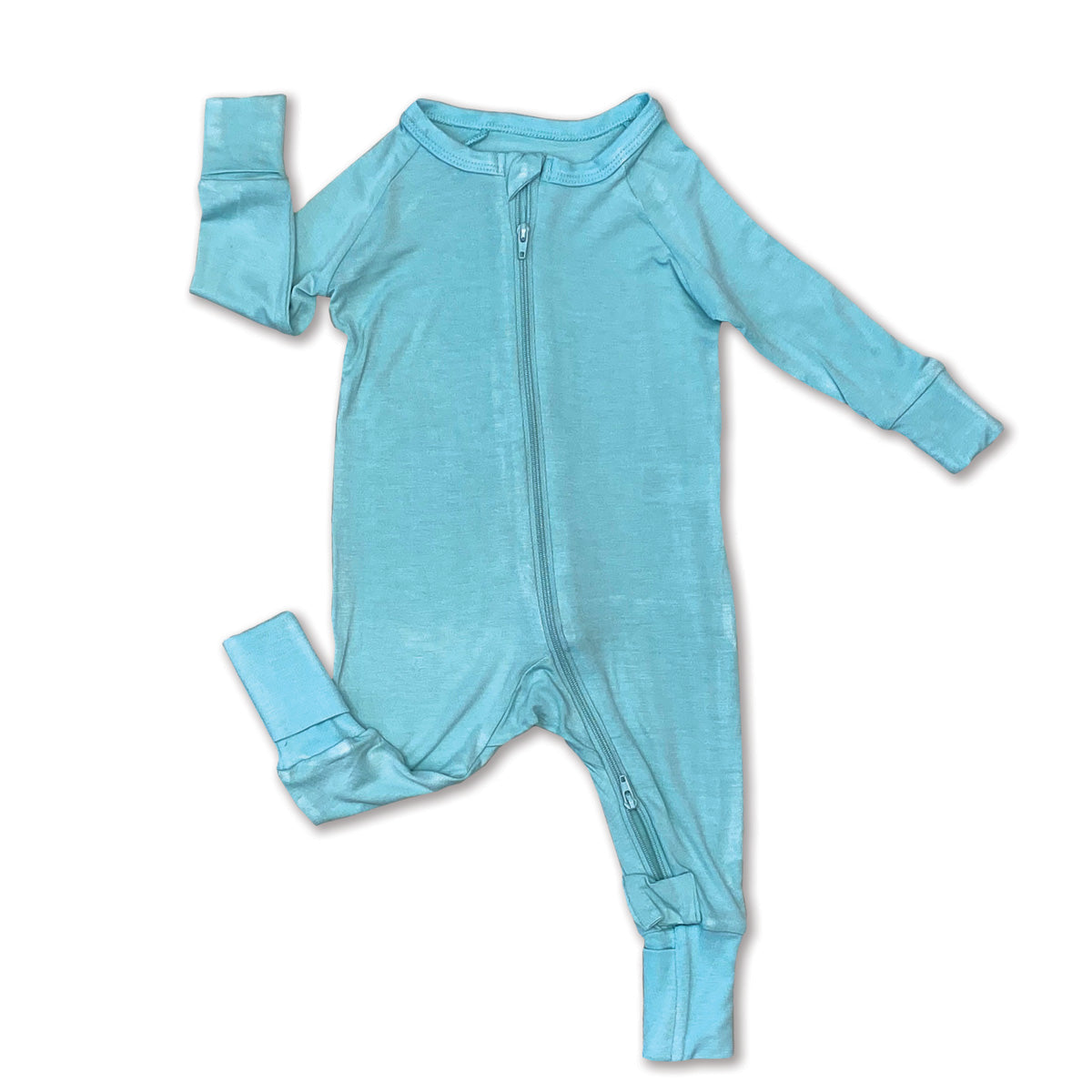 Bamboo 2-way Zipper Romper/Footless Sleeper (Aqua)