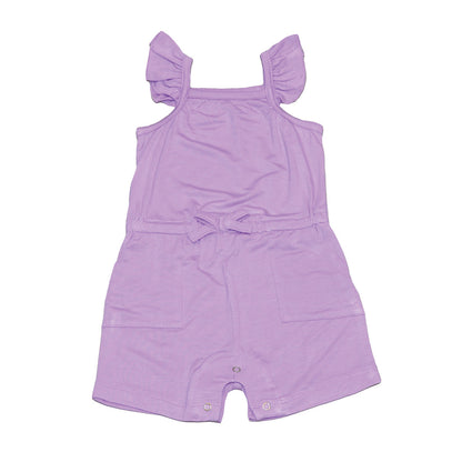Bamboo Sleeveless Ruffle Romper (Lavender Bloom)
