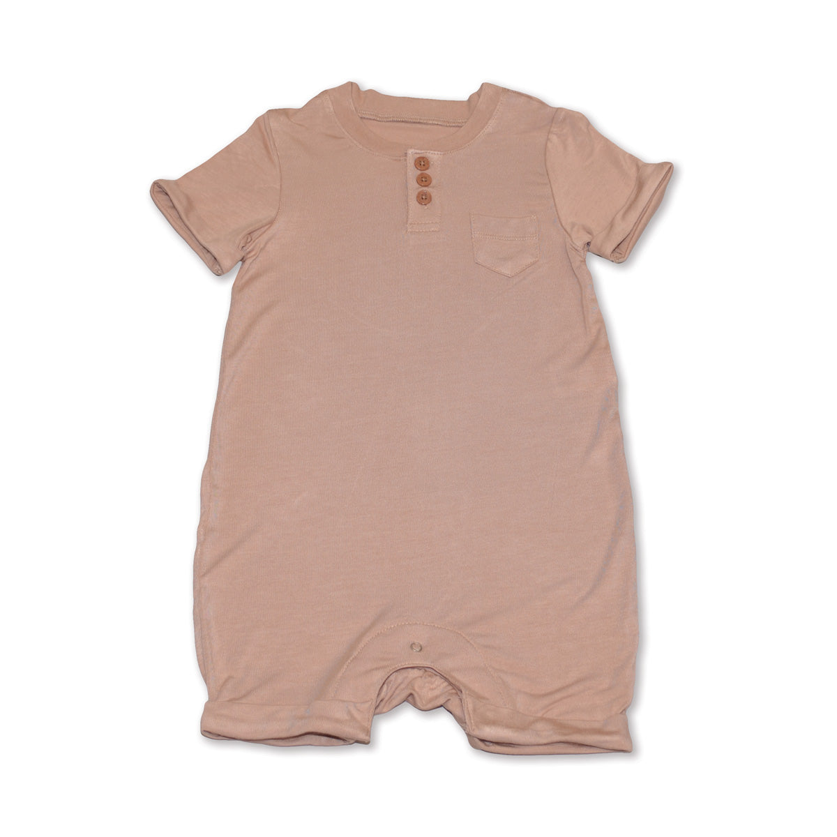 Bamboo Short Sleeve Romper with Buttons (Maple Sugar)