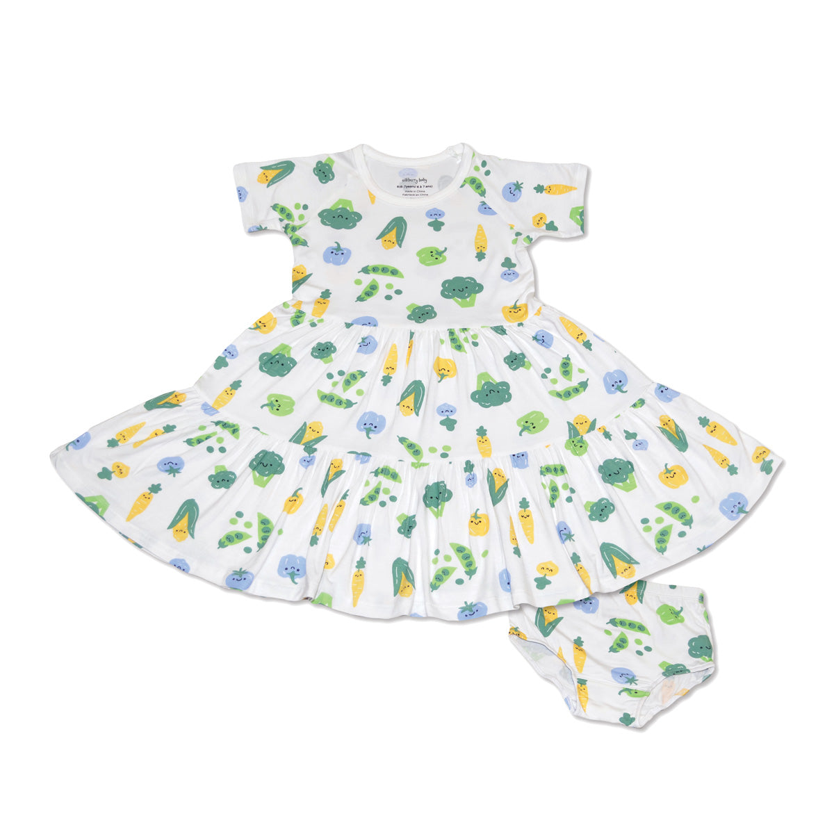 Bamboo Tiered Jersey Dress with Bloomer (Farmers Market Print)