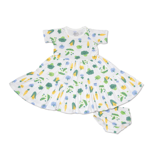 Bamboo Tiered Jersey Dress with Bloomer (Farmers Market Print)