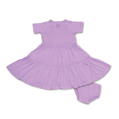Bamboo Tiered Jersey Dress with Bloomer (Lavender Bloom)