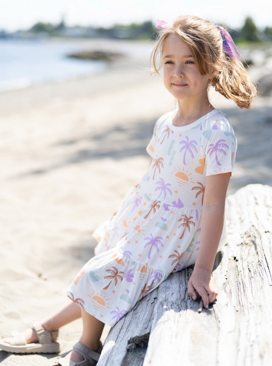 Bamboo Tiered Jersey Dress with Bloomer (Boho Surf Print)