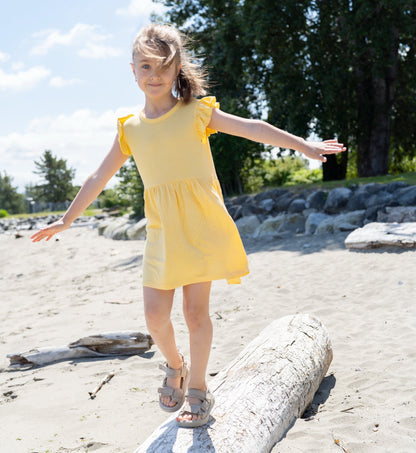 Robe à manches volantées et bloomer en rayonne de bambou — Banana Cream
