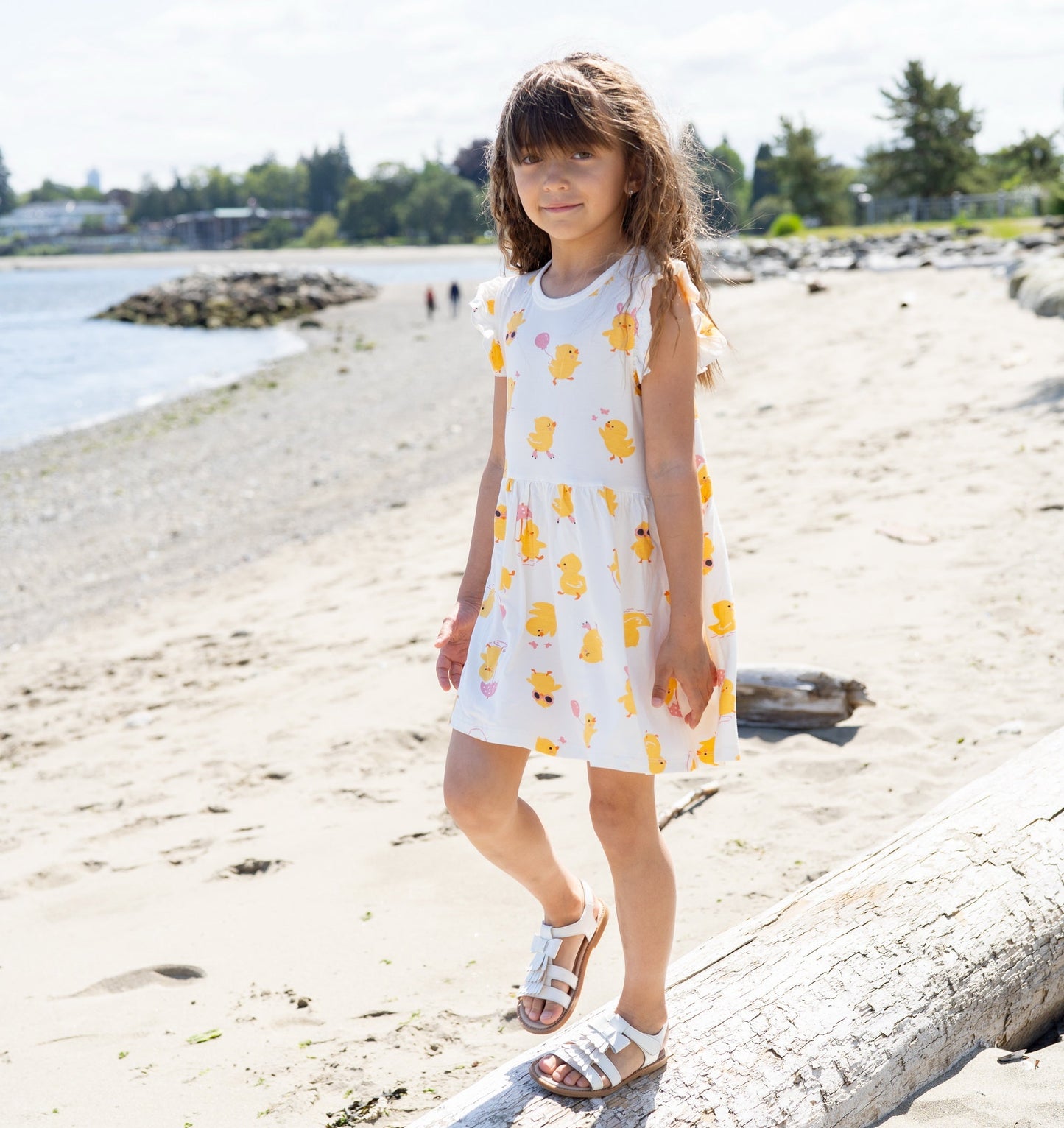 Bamboo Flutter Sleeve Dress with Bloomer (Little Chick Print)