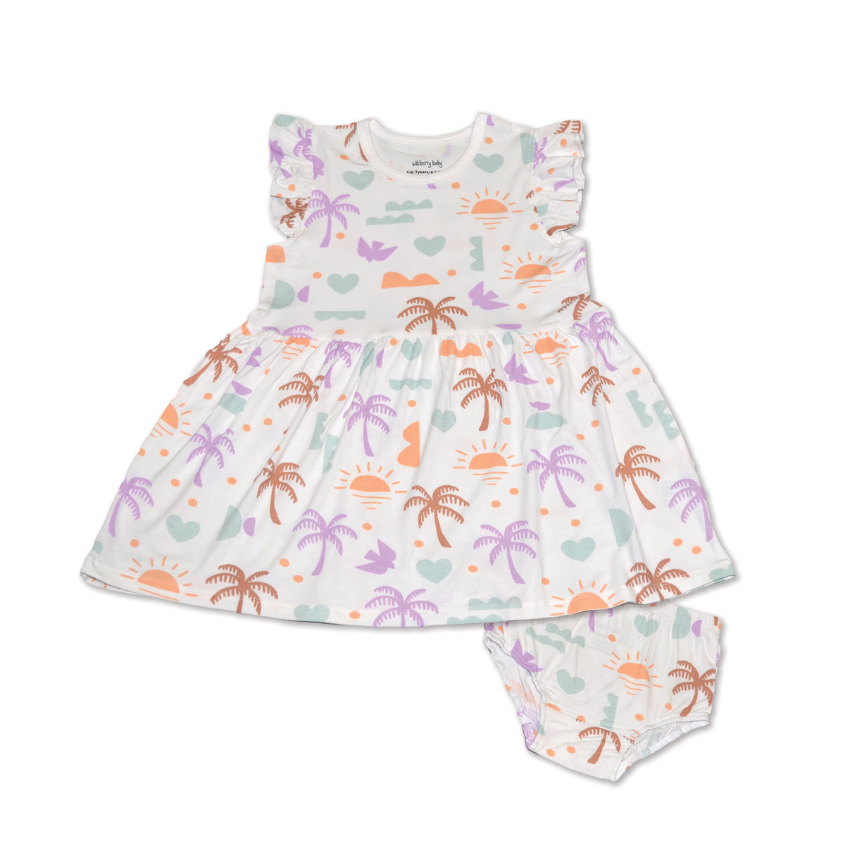 Bamboo Flutter Sleeve Dress with Bloomer (Boho Surf Print)