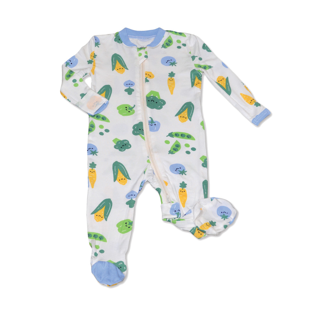 Bamboo Footies with Two Way Zipper (Farmers Market Print)