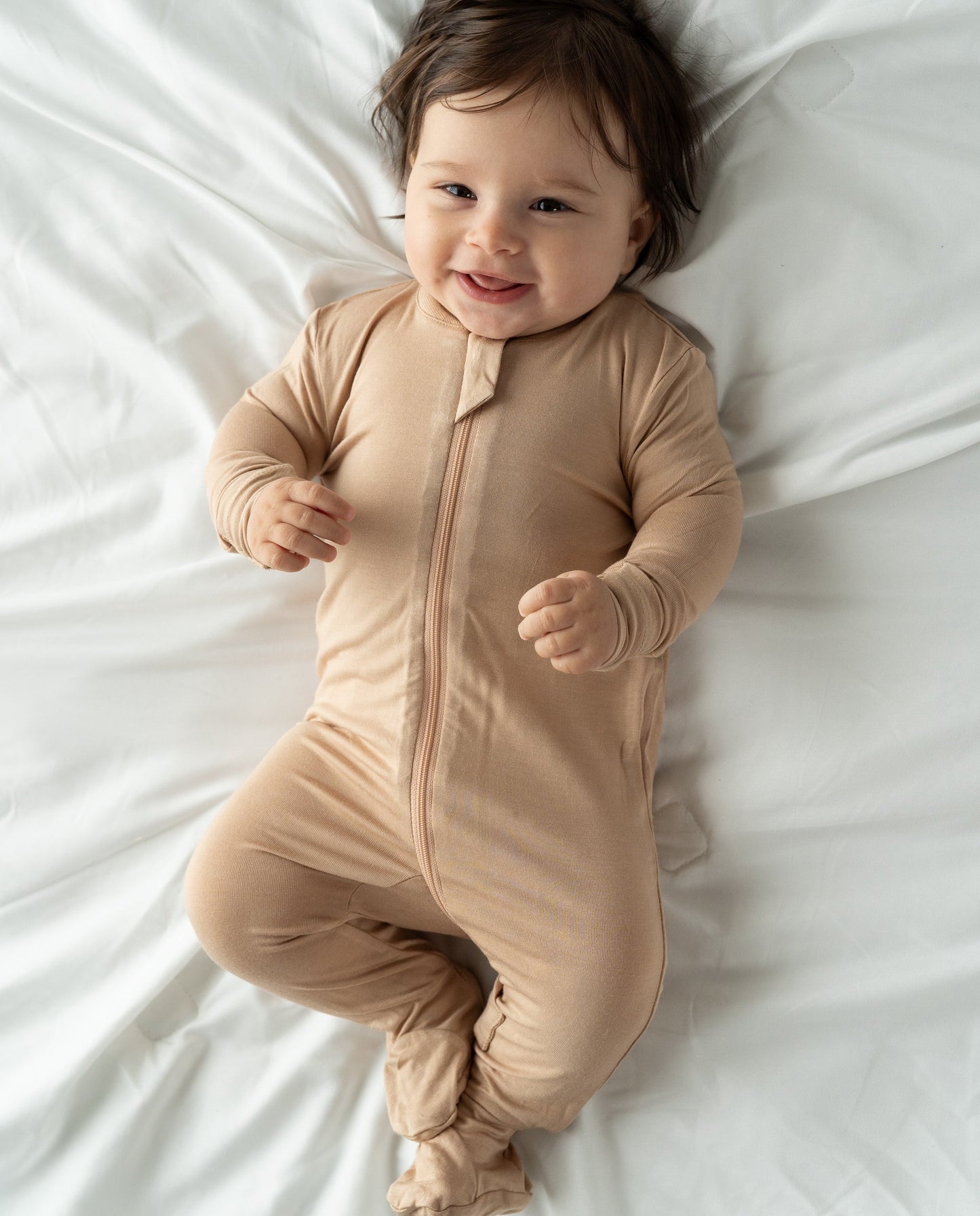 Bamboo Footies with Two Way Zipper (Maple Sugar)