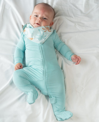 Bamboo Footies with Two Way Zipper (Aqua)