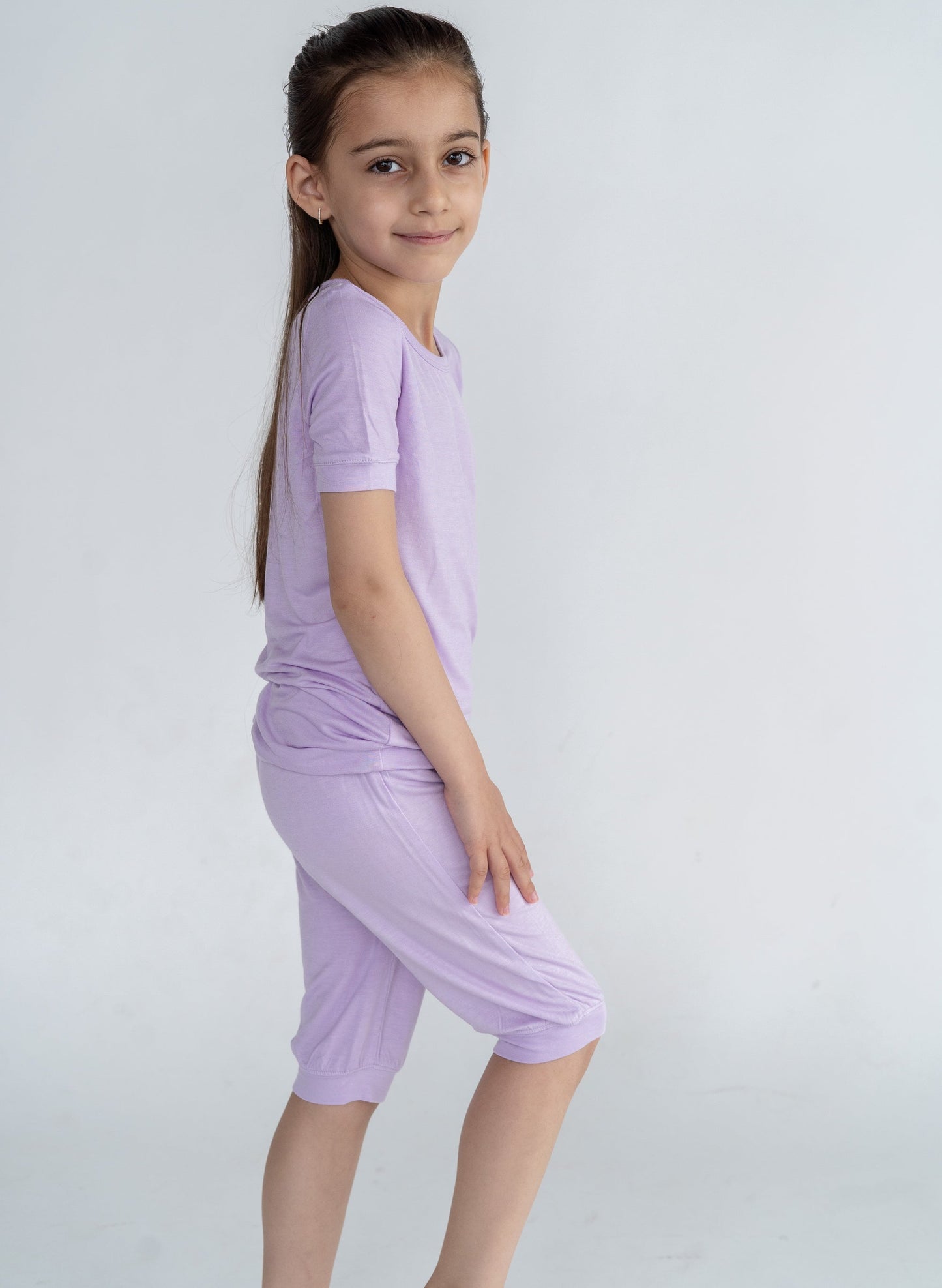 Bamboo Short Sleeve Top & Shorts Pajama Set (Lavender Bloom)