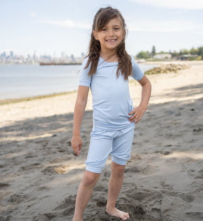 Rayon from Bamboo Short Sleeve Top & Shorts Pajama Set (Skydive)