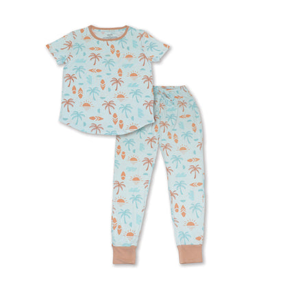 Women's Bamboo Short Sleeve Pajama Set (Sunny Shores Print)
