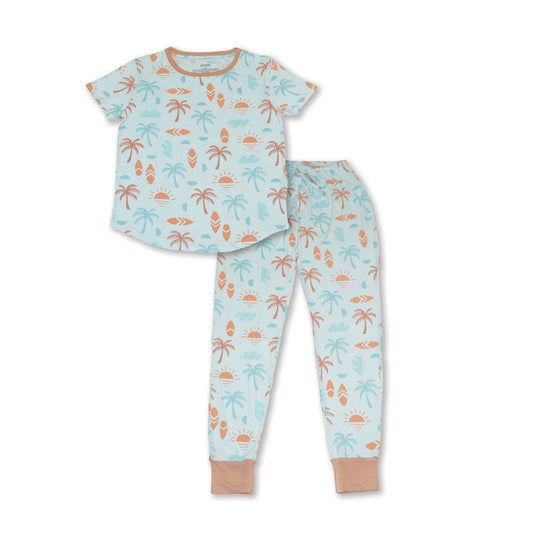 Women's Bamboo Short Sleeve Pajama Set (Sunny Shores Print)