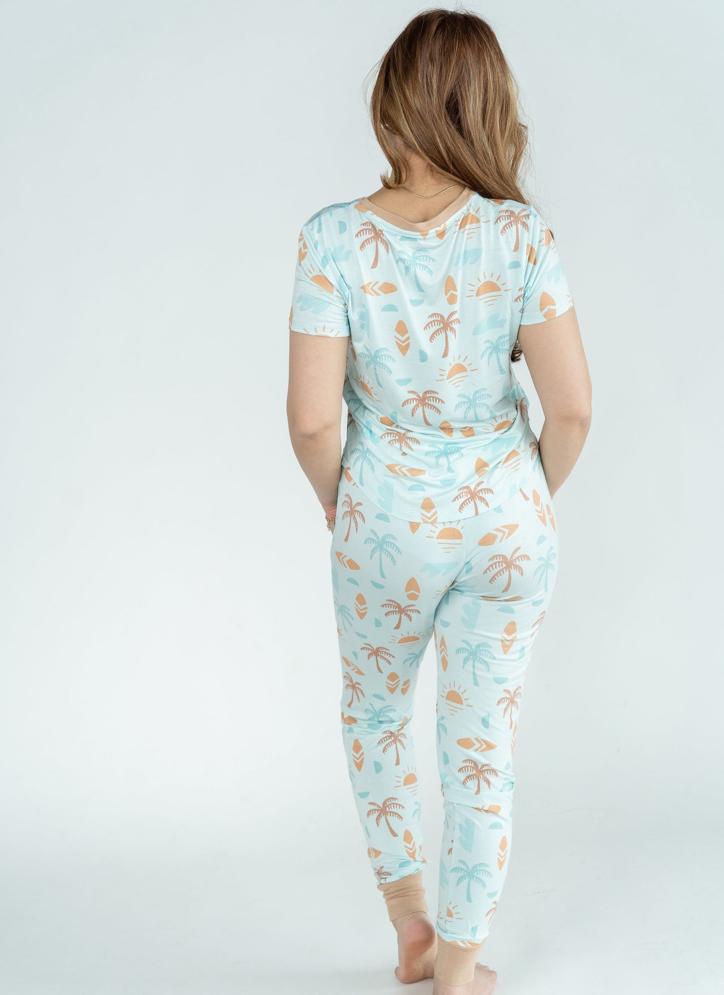Wommen's Bamboo Short Sleeve Pajama Set (Sunny Shores Print)