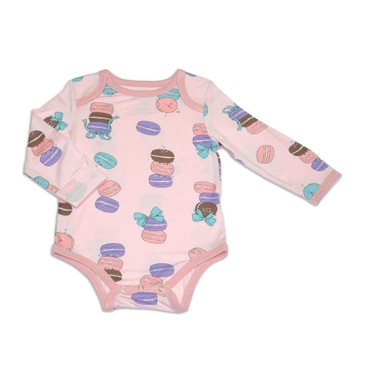 Bamboo Long Sleeve Onesie (Macaron Party Print)
