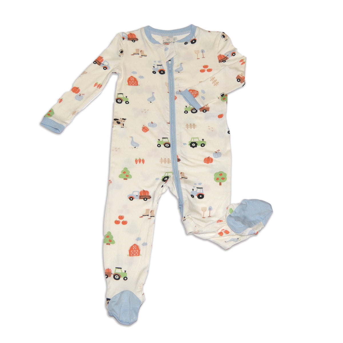 Bamboo Footies with Two Way Zipper (Pumpkin Farm Print)