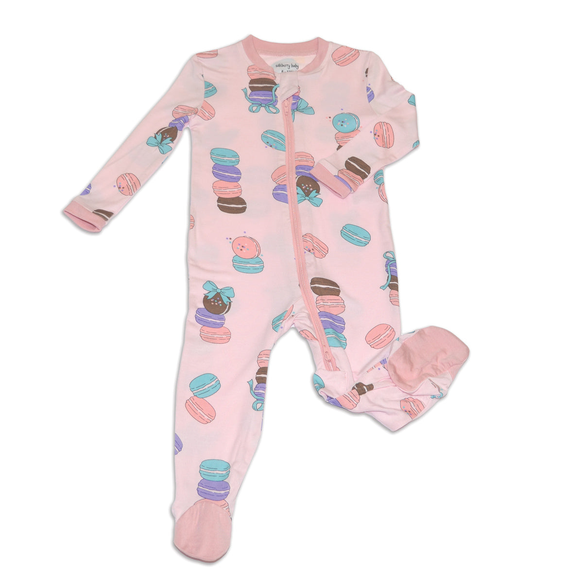 Bamboo Footies with Two Way Zipper (Macaron Party Print)