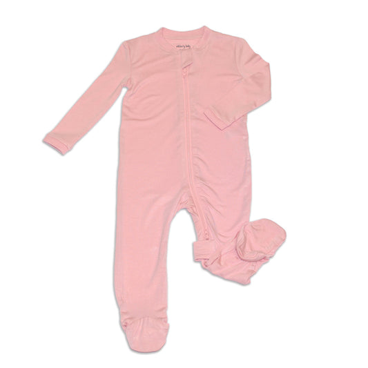 Bamboo Footies with Two Way Zipper (Coral Blush)