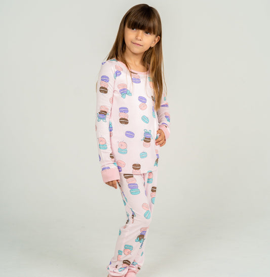 Bamboo Long Sleeve Pajama Set (Macaron Party Print)