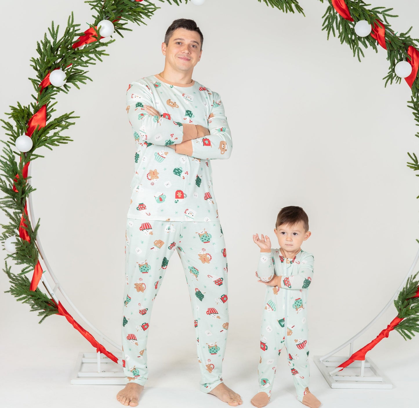 Bamboo Two Way Zipper Footies & Coloring Book (Festive Cocoa Print)