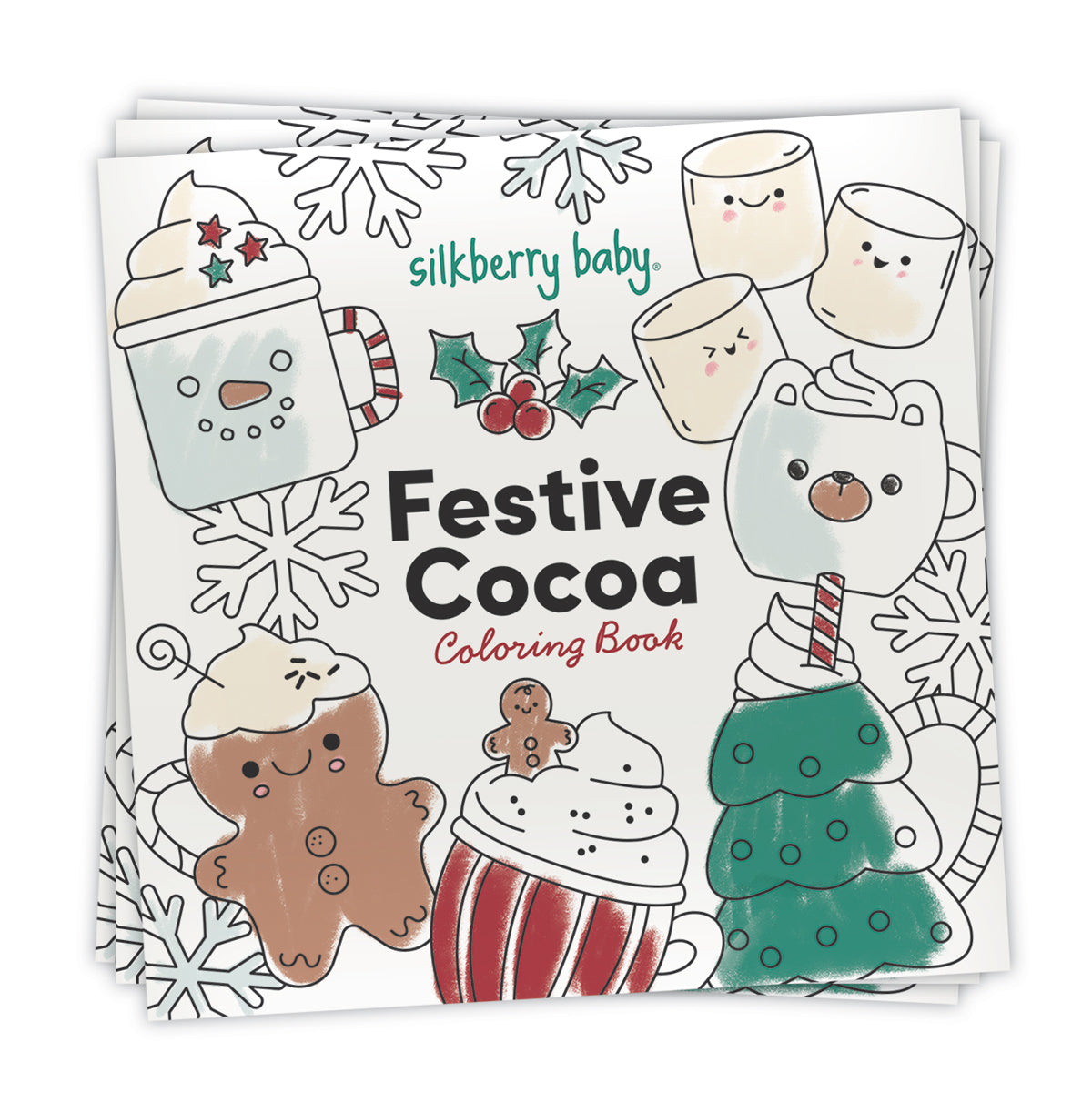 Bamoboo Long Sleeve Pajama Set & Coloring Book (Festive Cocoa Print)