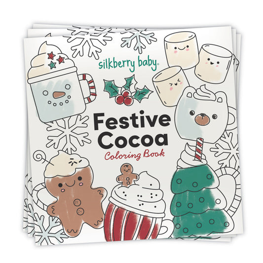 Bamboo Two Way Zipper Footies & Coloring Book (Festive Cocoa Print)