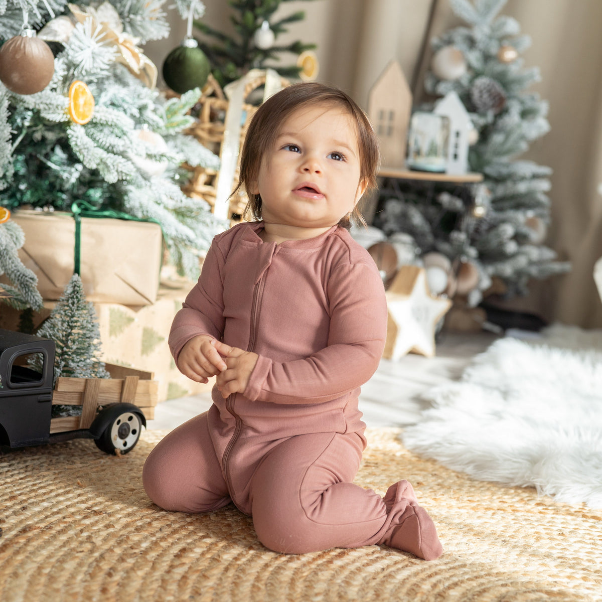 Bamboo Fleece Footie W/2 Way Zipper (Chocolate)