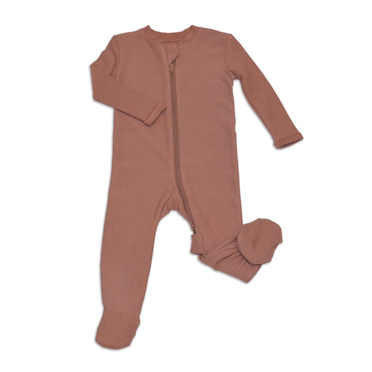 Bamboo Fleece Footie W/2 Way Zipper (Chocolate)