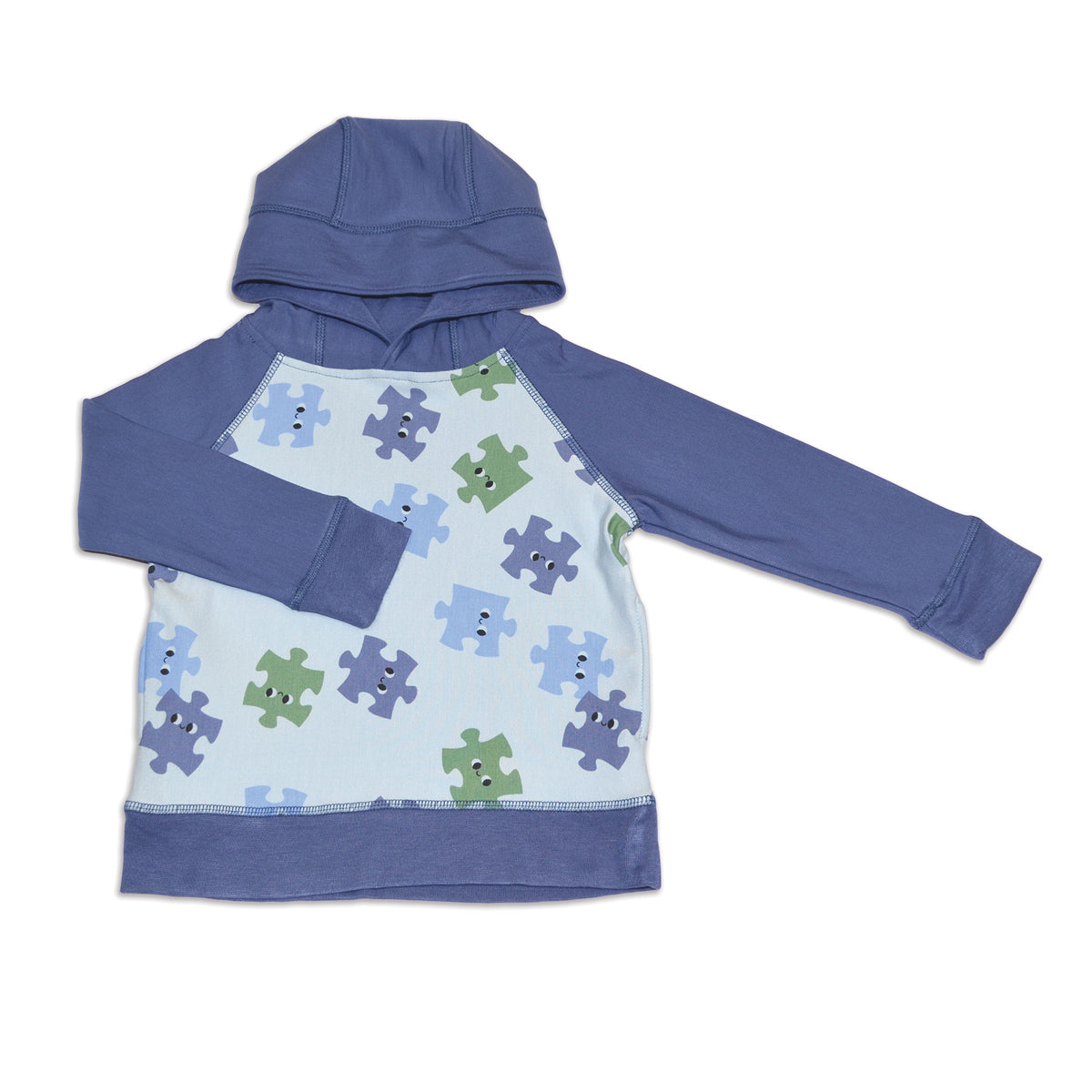 Bamboo Fleece Pullover Hoodie (Puzzle Pals Prt/Coastal)