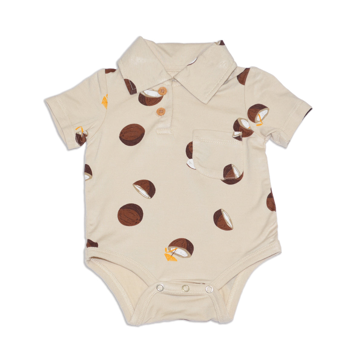 Bamboo Short Sleeve Polo Onesie (Coconut Print)