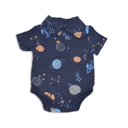 Bamboo Short Sleeve Polo Onesie (Lost in Space Print)