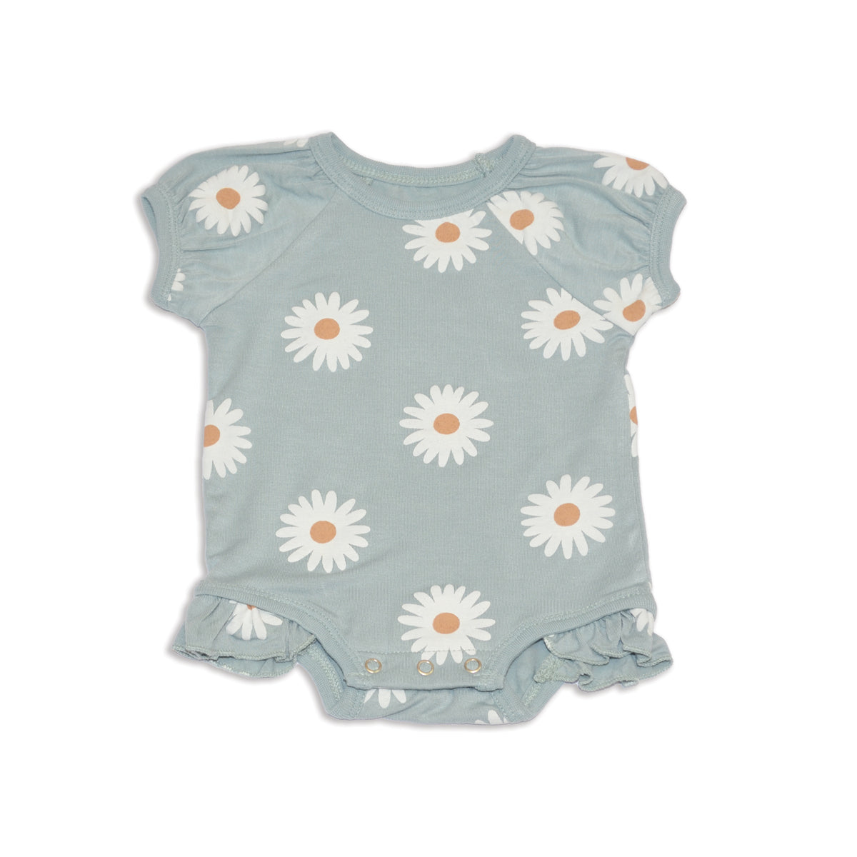 Bamboo Short Sleeve Ruffle Onesie (Daisy Print)