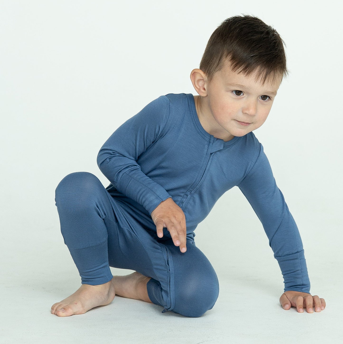 Bamboo 2-way Zipper Romper/Footless Sleeper (Galactic Blue)