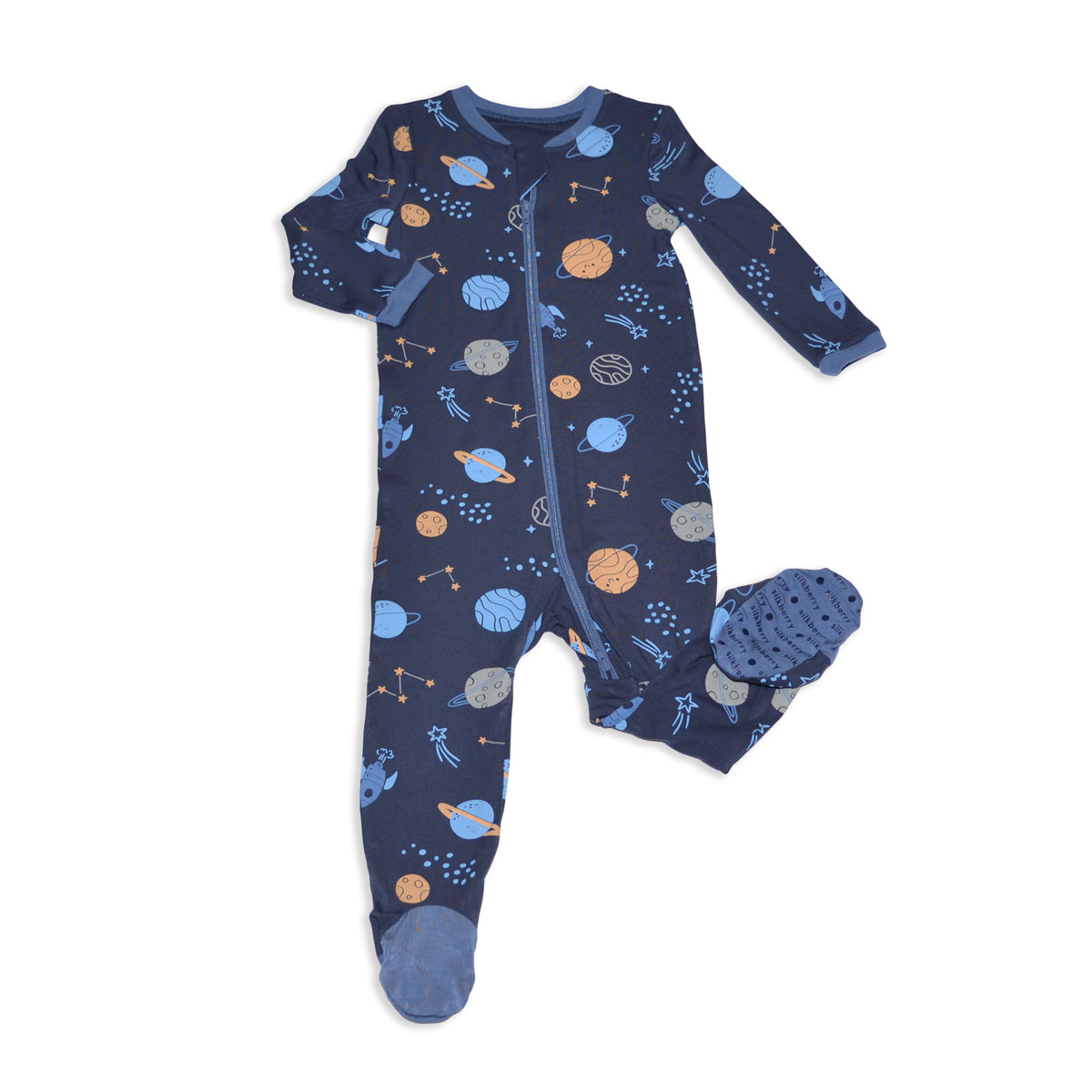 Bamboo Footies with Two Way Zipper (Lost in Space Print)